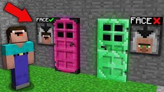 Minecraft NOOB vs PROWHICH MAGIC DOOR VS EMERALD DOOR WITH FACE SCANNER CAN OPEN NOOB?100% trolling