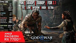 RX 7700 XT  God of War Ragnarok - 4K 1440p 1080p FSR 3.1 FG - Ultra High Medium Low