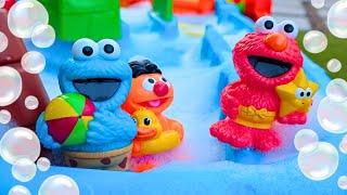 Best Sesame Street Bubble Party Elmo and Cookie Monster Water Toy Adventure  Fun Educational Video