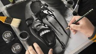 Drawing Hyper Realistic WET Face Portrait