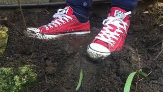 Red converse lows in mud.
