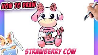 How to Draw Cute Strawberry Cow 