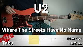 U2 - Where The Streets Have No Name Bass Cover Tabs