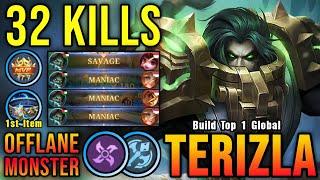 32 Kills + SAVAGE & MANIAC Terizla New Build ONE SHOT DELETE - Build Top 1 Global Terizla  MLBB