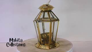 Brass Akhand Glass Jyoti Diya Stand 176g SKU 1021915