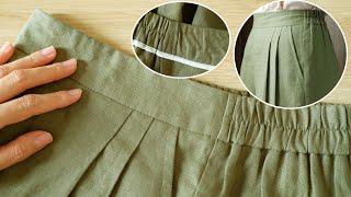How To Sew Half Elastic Waistband  Elastic Back Waistband Sewing Tutorial   Thuy Sewing