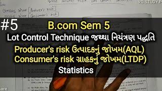 #5 Lot Control Technique જથ્થા નિયંત્રણ પદ્ધતિ  B.com Sem 5  Producer & Consumer Risk  Statistics