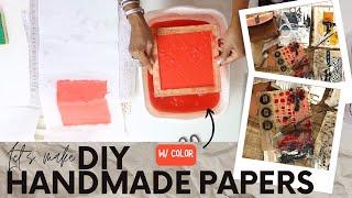 Lets Make DIY Colored Handmade paper Paper Making with Recycled Papers + Mixed Media Collage Cards