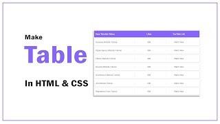 How To Create Table In HTML And CSS  HTML Website Tutorials