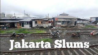 Slum Houses in Jakarta Built on a Next to Train tracks Old Town West Jakarta.