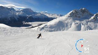 Paradiso The best slope in St.Moritz Corviglia SkiArea towards the lake 4K slope #1