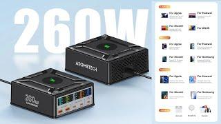 Зарядное устройство 260W Asometech Model 868D PD 3.1 дисплей Беспроводная зарядка пять портов USB