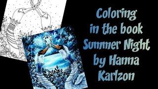 Speed coloring in the book Summer Night by Hanna Karlzon