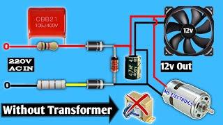 Convert #220v Ac to 12v  Dc without transformer  Make a 12v dc power supply  220v to 12v converter