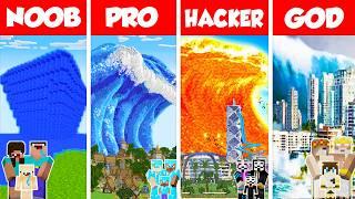 Minecraft TSUNAMI HOUSE BUILD CHALLENGE - NOOB vs PRO vs HACKER vs GOD  Animation