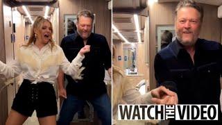 Blake Shelton does hip thrusts in new dance video as he resurfaces on social media after leaving...