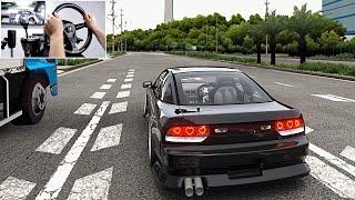 180SX Drifting Osaka Industrial Zone - Assetto Corsa PC  Steering Wheel Gameplay