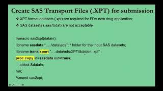 eSub    create SAS Transport Files .xpt for submission