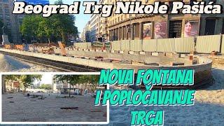 Beograd Trg Nikole Pašića direktno postavljanje ploča i izgled fontaneradovi i na garaži skupštine