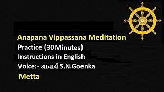 Anapana Vipassanā Meditation For All - Practice English - 30 Minutes