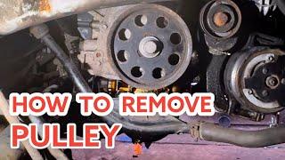 Crankshaft  Pulley bolt  easy removal. No special tool needed.
