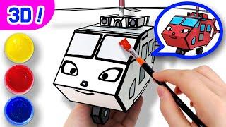 Pelajari cara mewarnai l Pewarnaan helikopter merah Air l Pendidikan seni untukanak-anak l Tayo Bus