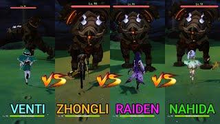 Raiden Shogun vs Zhongli vs Venti vs Nahida who is the best archon? GAMEPLAY COMPARISON
