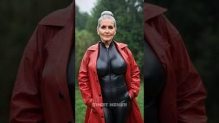 Older women over 60 wearing leather outfits