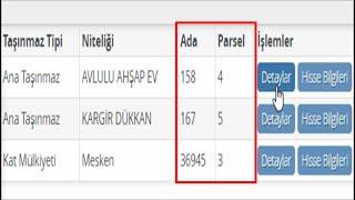 Tapu Kaydı Sorgulama  Ada Parsel Sorgulama  E Devlet Mal Varlığı Sorgulama  Rehin Şerh İrtifak