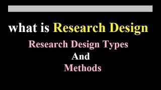 what is Research Design Research Design Types and Research Design Methods