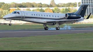 GUTSY REVERSE THRUST 18 Second landing roll out  Air Hamburg Legacy 650 D-ARMY arrives into FAB