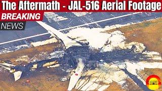 BREAKING Daylight Aerial Views Of JAL- 516 And Coastguard Aircraft  January 2 2024 Crash