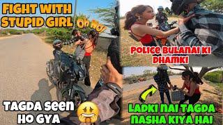 Angry Stupid Girl Fight With Us Nashedi Ladki Ko Bahut Mara Police Bulani Padi #roadrage #z900