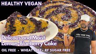 The Best Vegan Lemon Blueberry Cake- Refined-Sugar-Free Oil-Free Gluten-Free