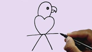 Parrot Drawing Easy From K Letter For Beginners l Parrot Drawing & Learning l Letter Drawing