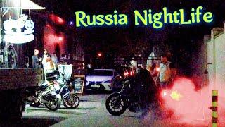 Nightlife in Russia Wrong turn to the sea promenade and bikers bar in Sochi Adler