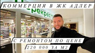 КОММЕРЧЕСКАЯ НЕДВИЖИМОСТЬ В СОЧИ  ЖК АДЛЕР  ВХОД ЧЕРЕЗ МАГАЗИН ПЕРЕКРЕСТОК  УЛИЦА ГАСТЕЛЛО