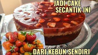 CAKE BUAH STRAWBERRY SUPER MUDAH WAJIB COBA