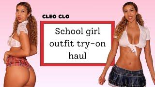 Cleo Clo  School Girl Outfit Lingerie  Try on Haul  Short skirts panties bras