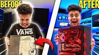 DESTROYING MY LITTLE BROTHERS GAMING SETUP & SURPRISING HIM WITH HIS DREAM PC RAGING & EMOTIONAL