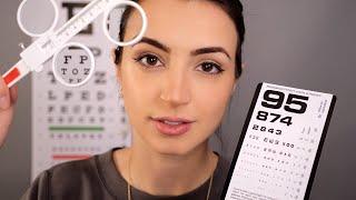 ASMR  Comprehensive Eye Exam with Trial Frames  Testing Far and Near Vision