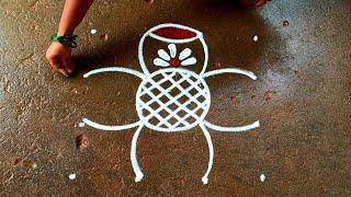 Aani madham Villaku poo kolam4*4 traditional kolam Friday special kolamSuper Beautiful rangoli