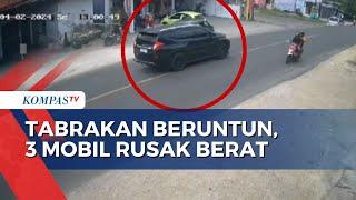 Detik-Detik Tabrakan Beruntun 3 Mobil di Jalan Raya Sumenep Pengemudi Luka Ringan