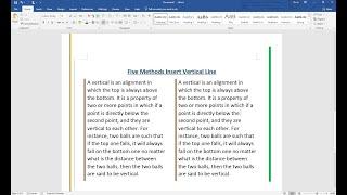 Insert Vertical Lines in MS Word