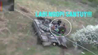  Tank Rusia Dihajar Drone Kamikaze Saat Krunya Lagi Seruput kopi di Atasnya
