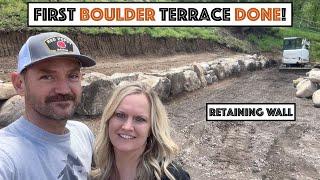 First Boulder Retaining Wall Terrace Done 5 Ton Boulders 5 Ton Mini Ex