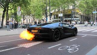 Flames Lamborghini Aventadors Huracan and Urus in Rotterdam