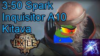 350 Inquisitor Spark A10 Kitava deathless lvling run for 3.18 leaguestart