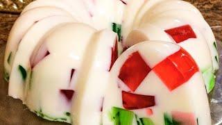 ژله خرده شیشه برای مهمانی های شما  ژله با شیر  jelly dessert recipe