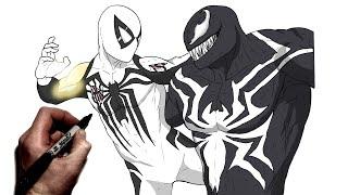 How To Draw Spider Man Vs Venom  Step By Step  Spider Man 2 PS5